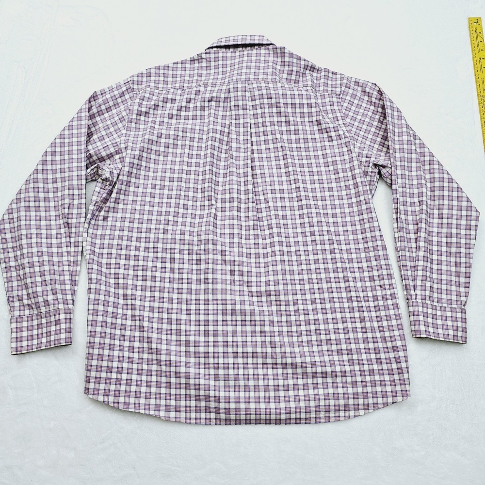 Scott Barber Mens XL Plaid Cotton Button Down Long Sleeve Shirt Purple Preppy - Picture 3 of 7